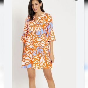 JUDE CONNALLY Blue Orange White Pocketed Dress Sz XXL $218 New With Tags